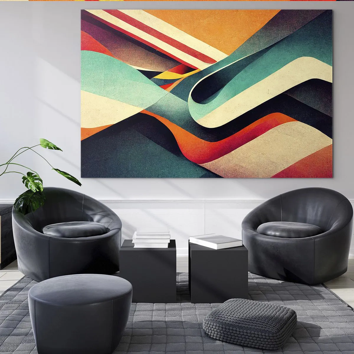Impression sur verre - Image sur verre - Rayures colorées dans une composition dynamique et abstraite - 70x50cm - Composition intense - Décoration murale moderne pour le salon et la chambre ARTTOR