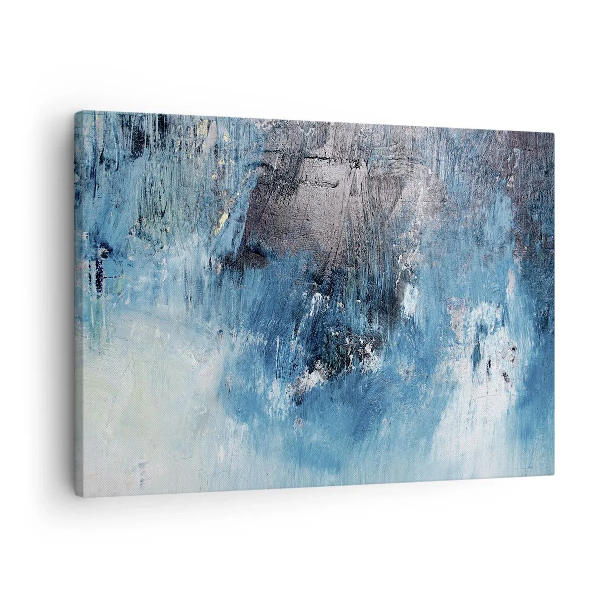 Impression sur toile - Image sur toile - Coups de pinceau abstraits dans des tons de bleu - 70x50cm - Rhapsodie en bleu - Décoration murale moderne pour le salon et la chambre ARTTOR