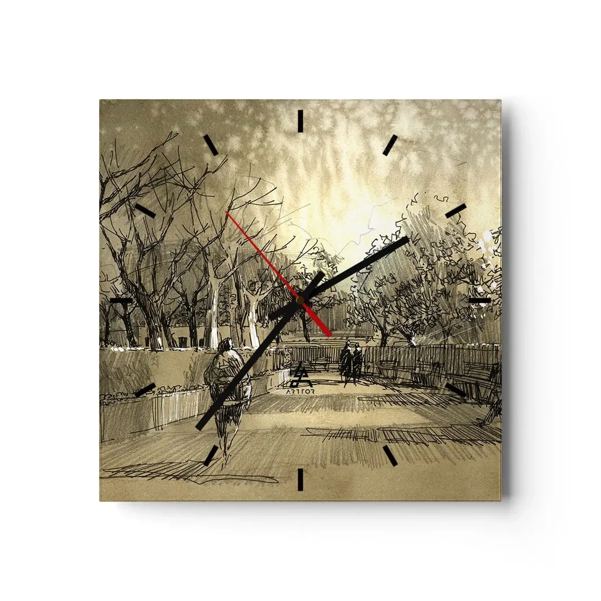 Horloge murale - Pendule murale - Un moment arrêté avec une plume - 40x40 cm