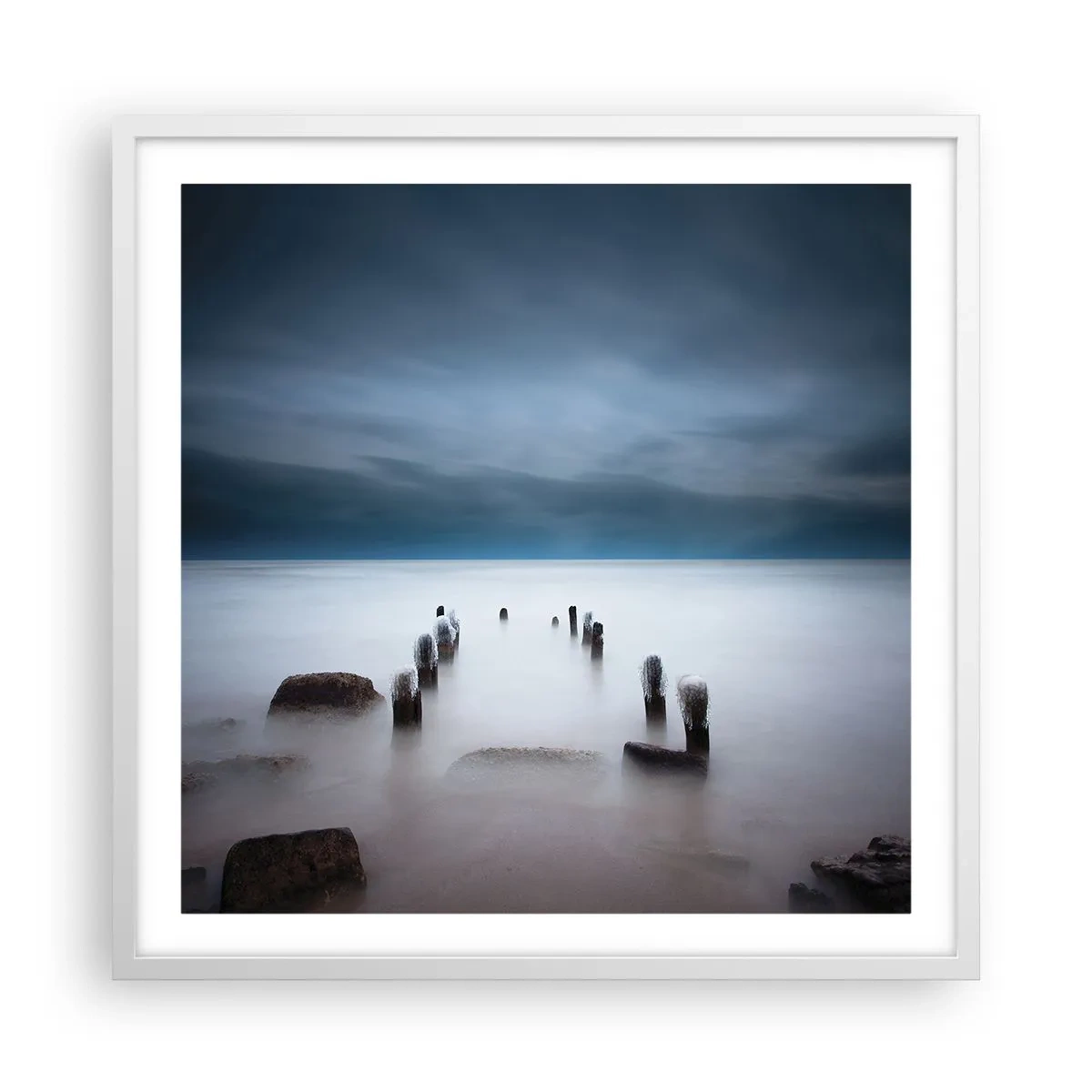 Affiche dans un cadre blanc - Poster - Lac pensif - 60x60 cm