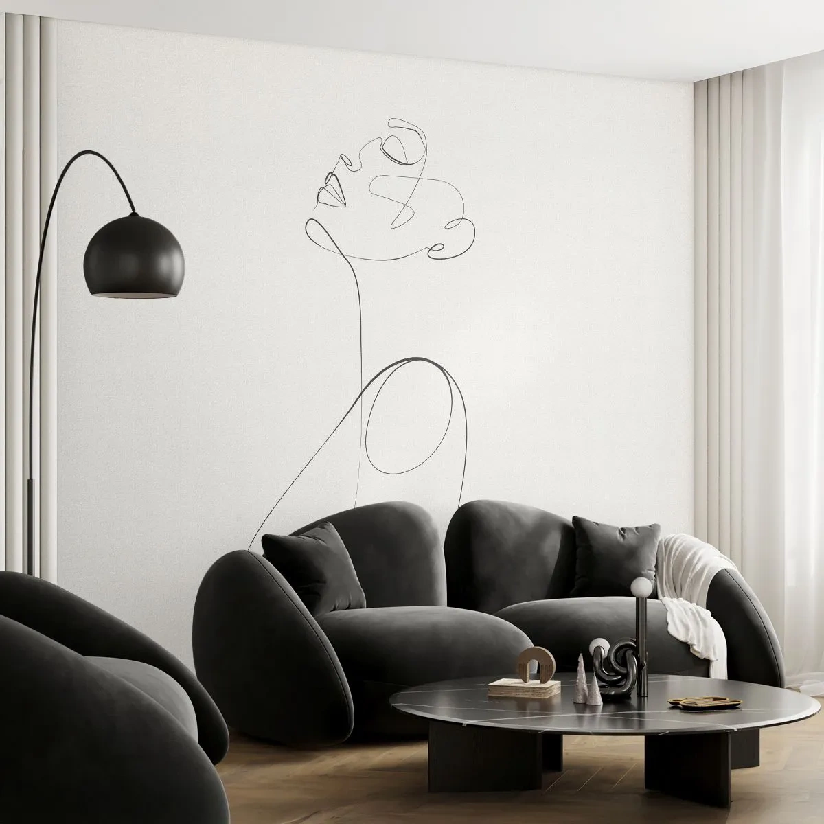 Papier Peint Autocollant Deluxe Sticker - En boucle dans les rêves - Femme, Graphique, Morceau - 250x175 cm