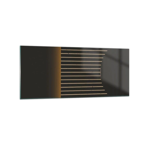 Impression sur verre - Image sur verre - Motif géométrique à rayures sur fond sombre - 120x50cm - Explorez les ténèbres - Décoration murale moderne pour le salon et la chambre ARTTOR