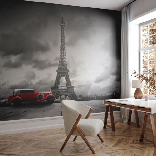 Papier Peint Autocollant Deluxe Sticker - Il n'y a pas si longtemps à Paris - Automobile, tour Eiffel, Paris - 300x210 cm