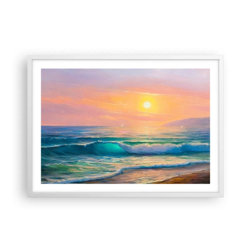 Affiche dans un cadre blanc - Poster - Le chant turquoise des vagues - 70x50 cm