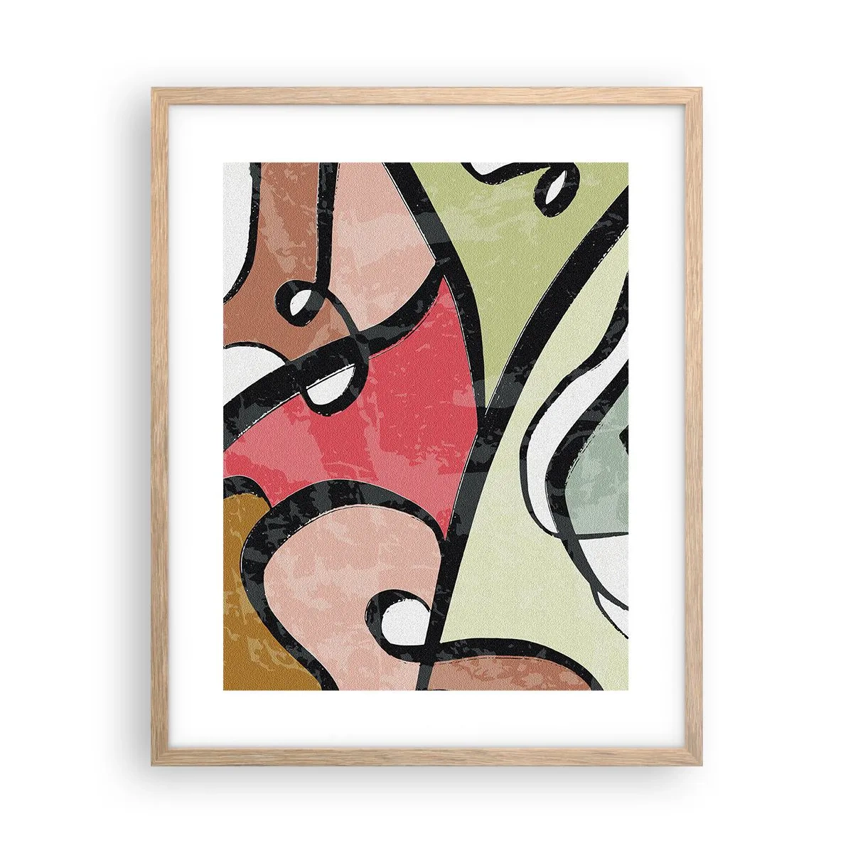 Affiche dans un chêne clair - Poster - Pirouettes parmi les couleurs - 40x50 cm