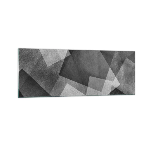 Impression sur verre - Image sur verre - Abstraction en noir et blanc avec des formes géométriques - 140x50cm - Le symbole éternel de durabilité et d'ordre - Décoration murale moderne pour le salon et la chambre ARTTOR