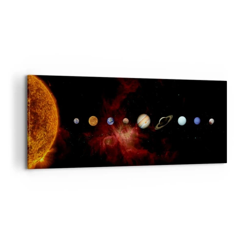 Impression sur toile - Image sur toile - Le système solaire avec des planètes sur fond d'espace - 120x50cm - Notre quartier - Décoration murale moderne pour le salon et la chambre ARTTOR