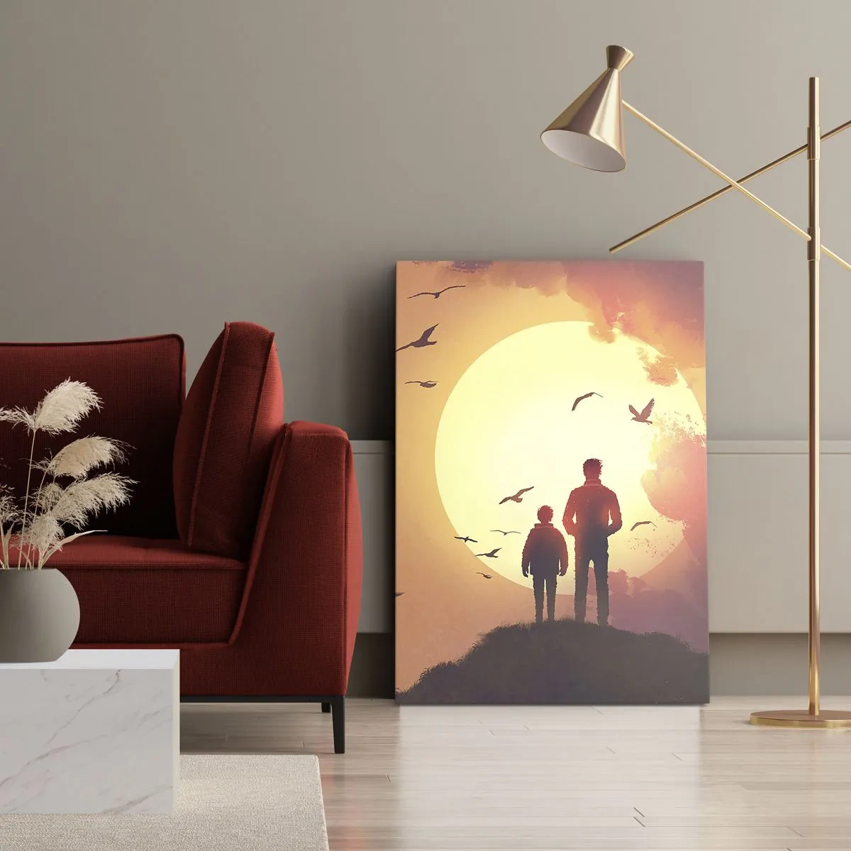 Impression sur toile - Image sur toile - Face à face avec le soleil - 55x100 cm