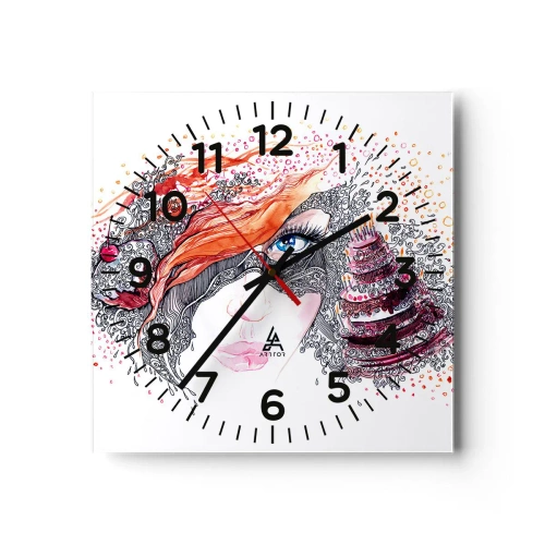 Horloge murale - Pendule murale - Avec elle, c'est tous les jours la fête - 30x30 cm