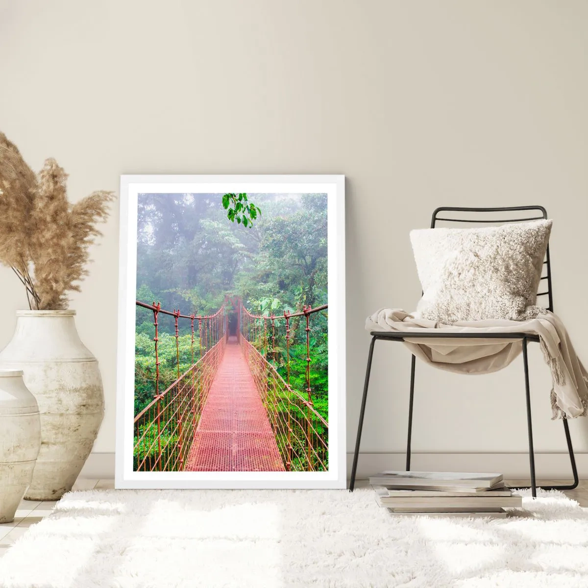 Affiche dans un cadre blanc - Poster - Suspendu sur les couronnes - 70x100 cm