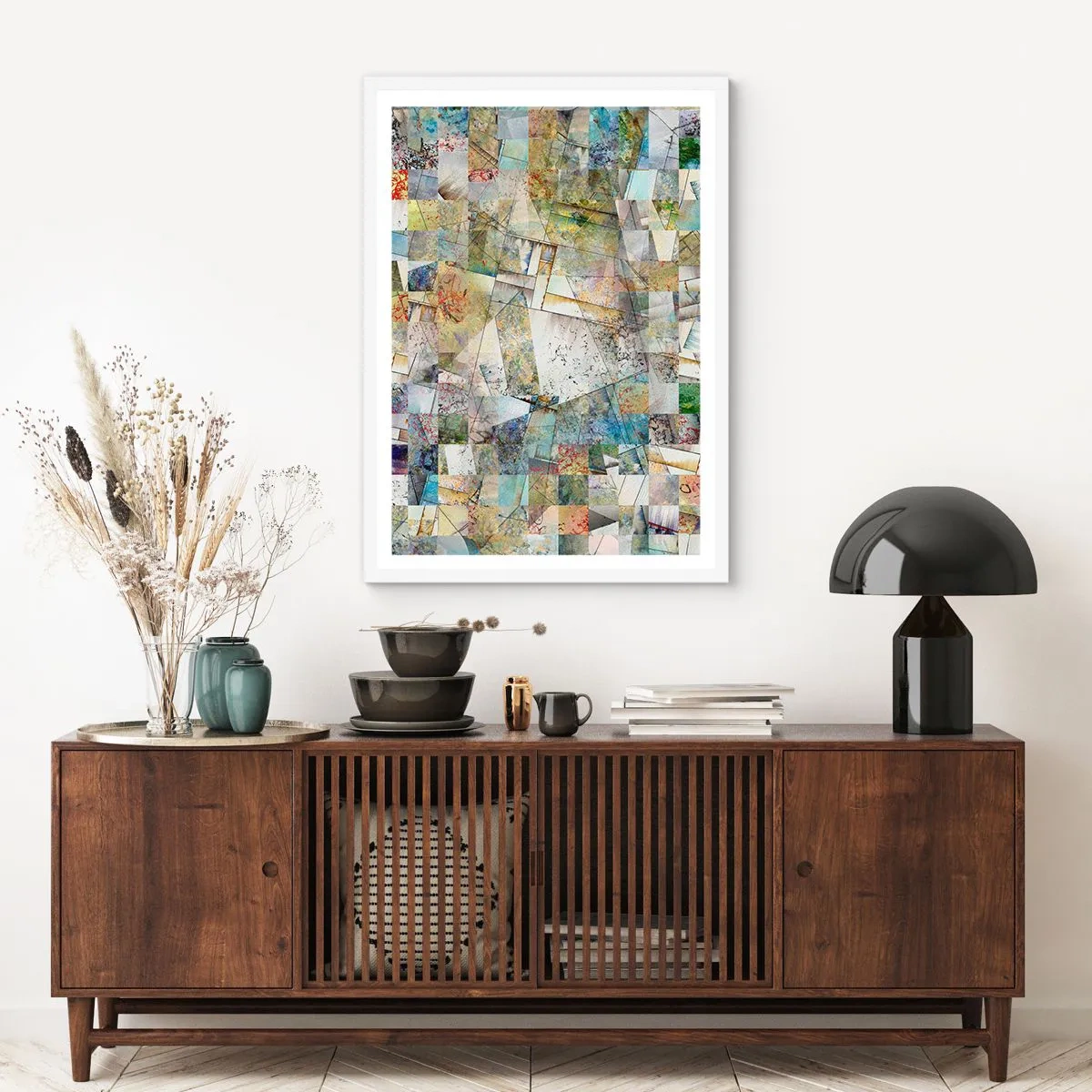 Affiche dans un cadre blanc - Poster - Remaniement géométrique - 40x50 cm
