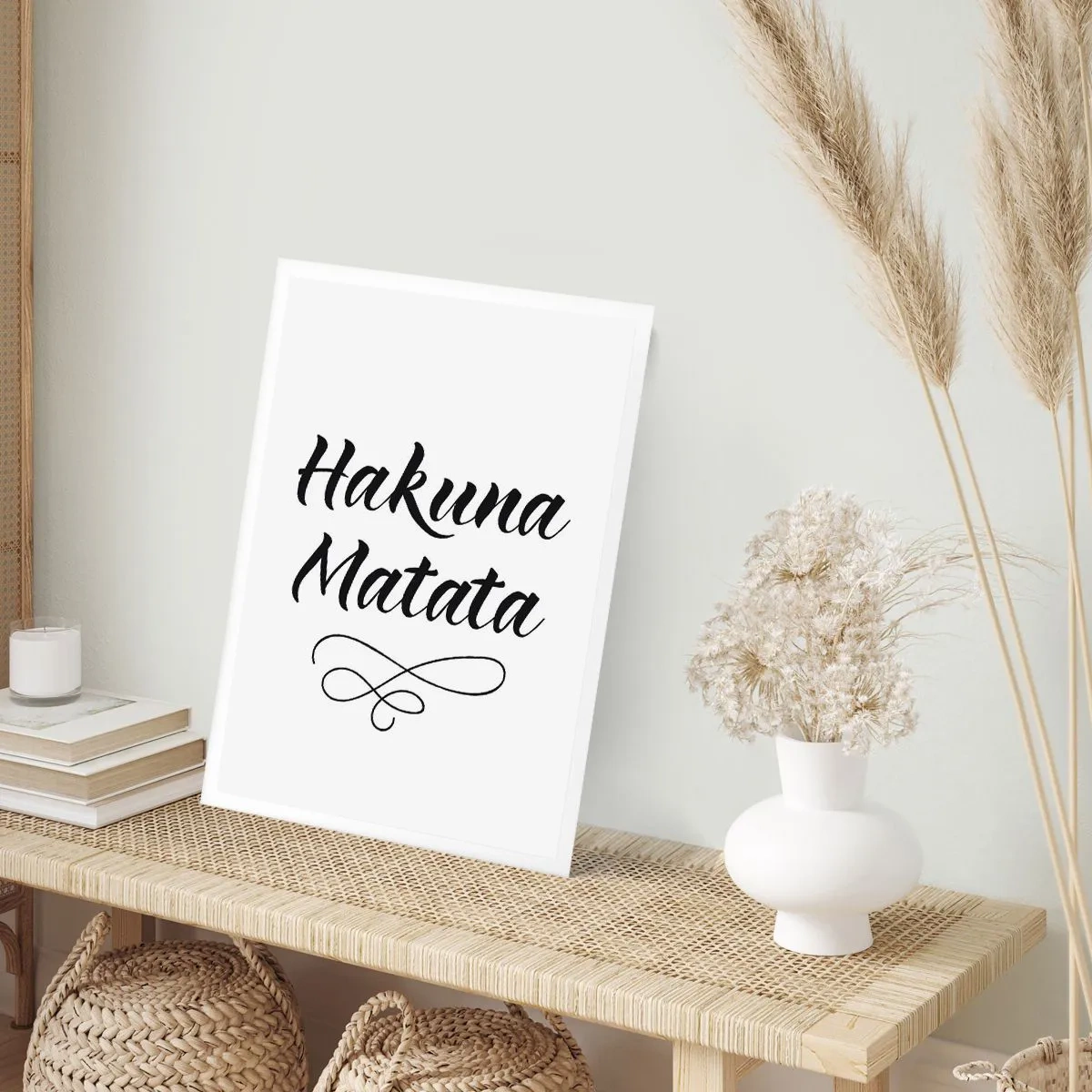 Affiche - Poster - Lettrage Hakuna Matata noir sur fond blanc - 50x70cm - Le meilleur conseil - Décoration murale moderne pour le salon et la chambre ARTTOR