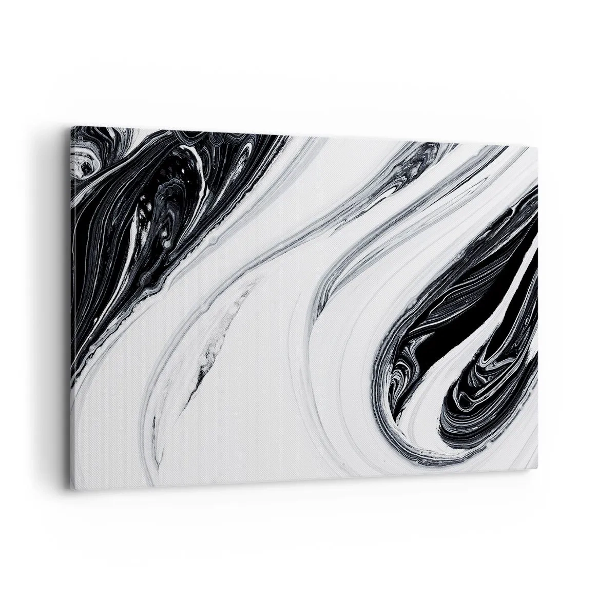 Impression sur toile - Image sur toile - Abstraction en noir et blanc avec des lignes et des tourbillons dynamiques - 100x70cm - Une combinaison d'opposés - Décoration murale moderne pour le salon et la chambre ARTTOR