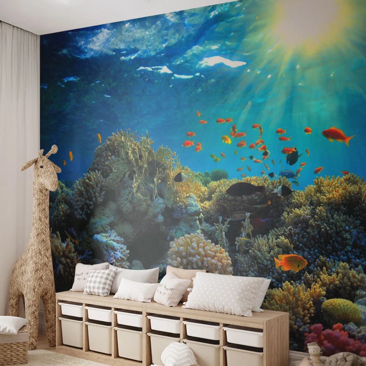 Papier Peint Photo Premium Sand - Trésor sous-marin - récif de corail, Océan, Maritime - 350x256 cm