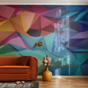 Papier Peint Autocollant Deluxe Sticker - Origami arc-en-ciel - Abstraction, 3D, Graphique - 450x315 cm