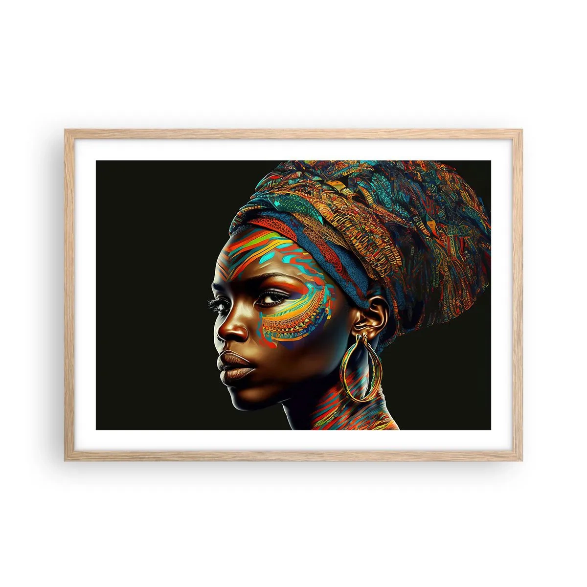 Affiche dans un chêne clair - Poster - reine africaine - 70x50 cm