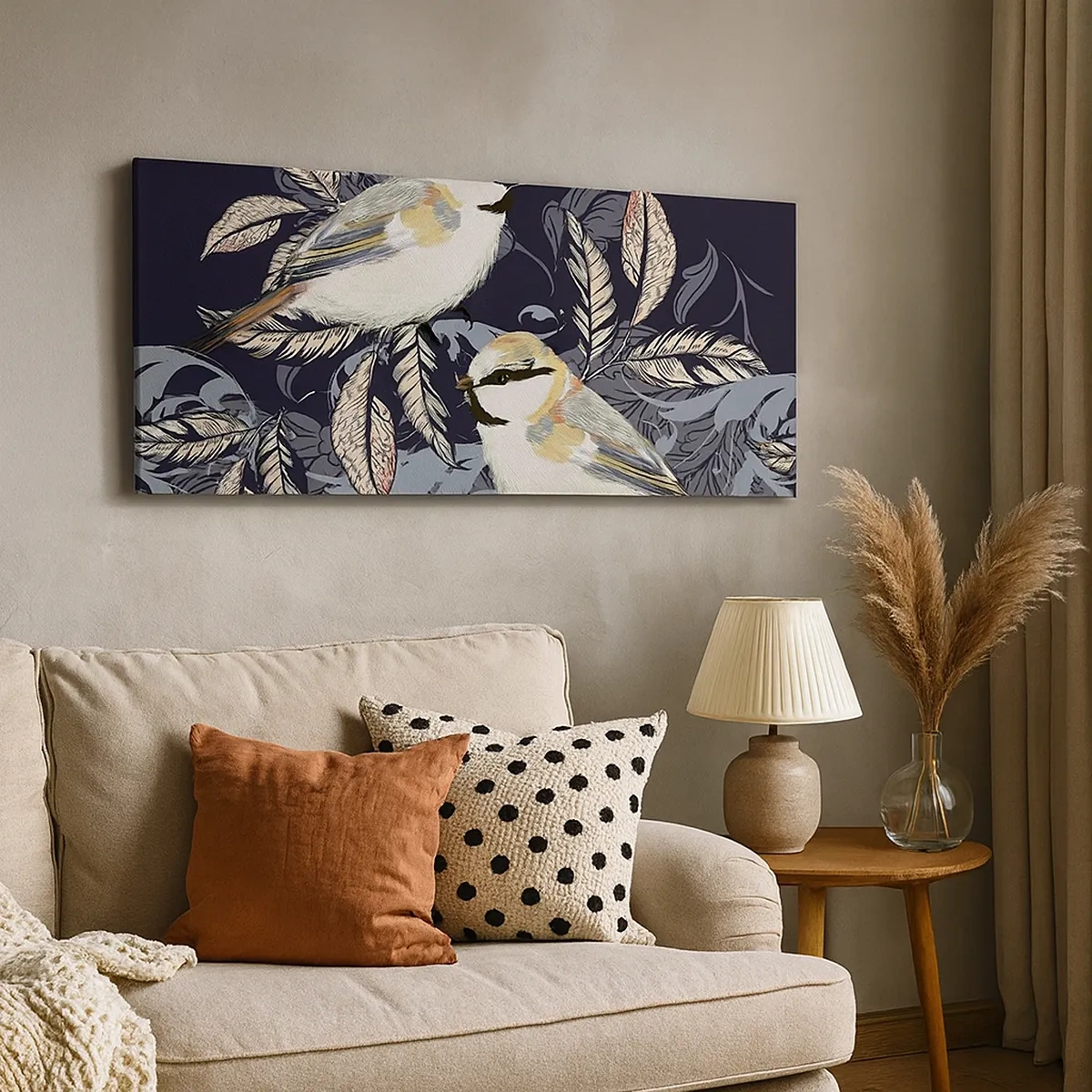 Impression sur toile - Image sur toile - Babillement jaune et bleu - 30x30 cm