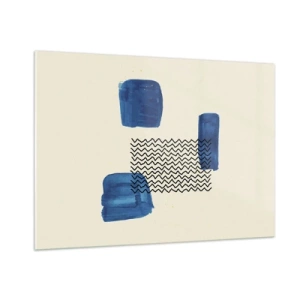 Impression sur verre - Image sur verre - Abstraction moderne avec des accents bleus - 100x70cm - Quatuor abstrait - Décoration murale moderne pour le salon et la chambre ARTTOR