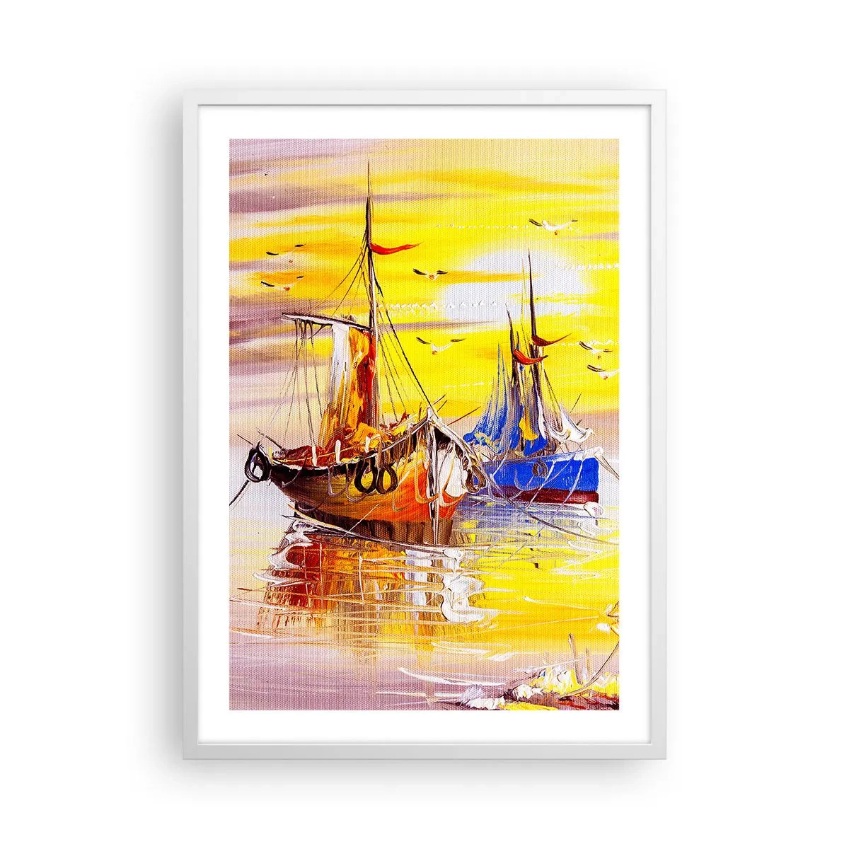 Affiche dans un cadre blanc - Poster - Un repos bien mérité au port - 50x70 cm