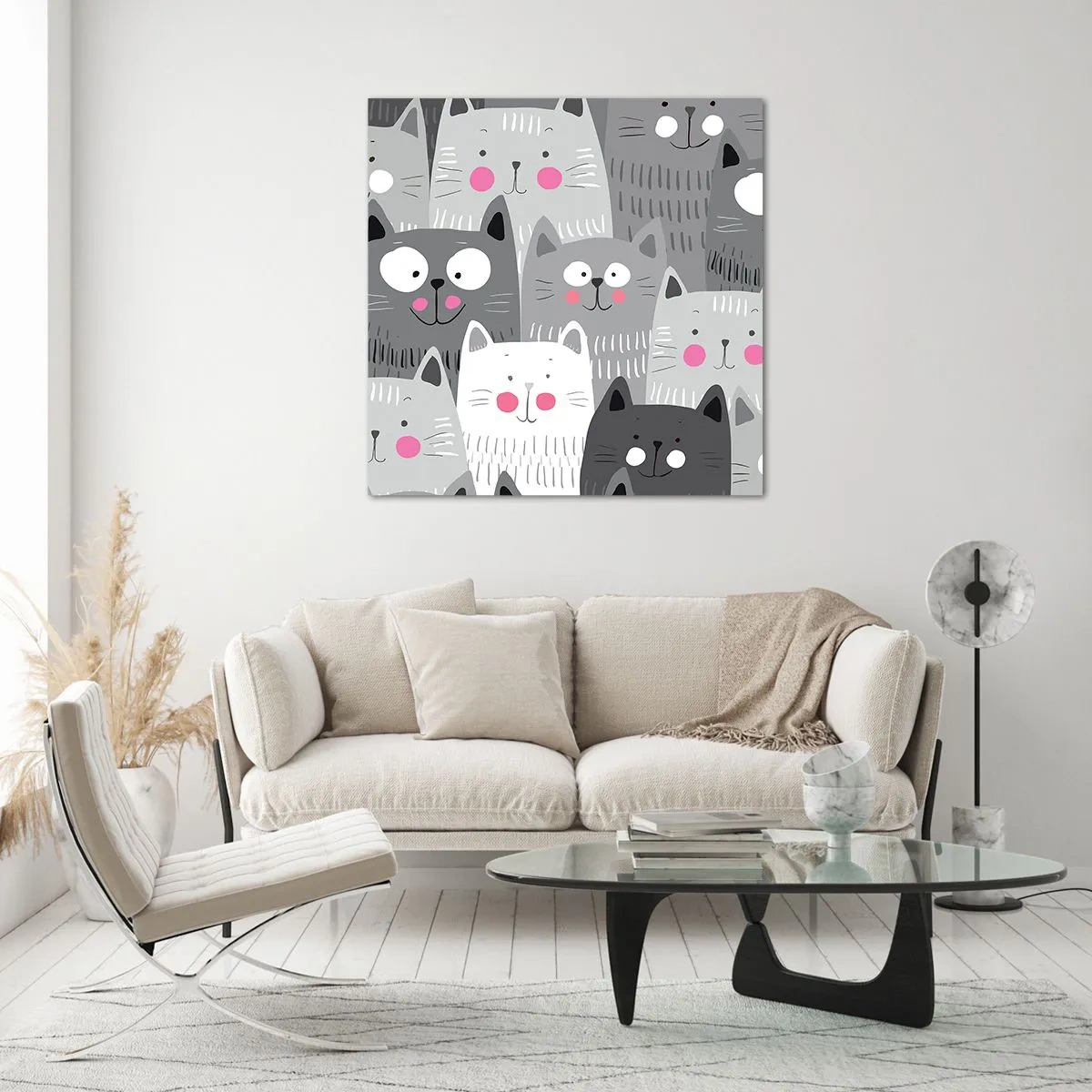 Impression sur verre - Image sur verre - Le monde des chats - 50x50 cm