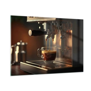 Impression sur verre - Image sur verre - Café expresso dans un verre avec de la mousse - 100x70cm - Un mélange sensuel - Décoration murale moderne pour le salon et la chambre ARTTOR