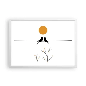 Affiche dans un cadre blanc - Poster - Soirée pour rossignols - 70x50 cm