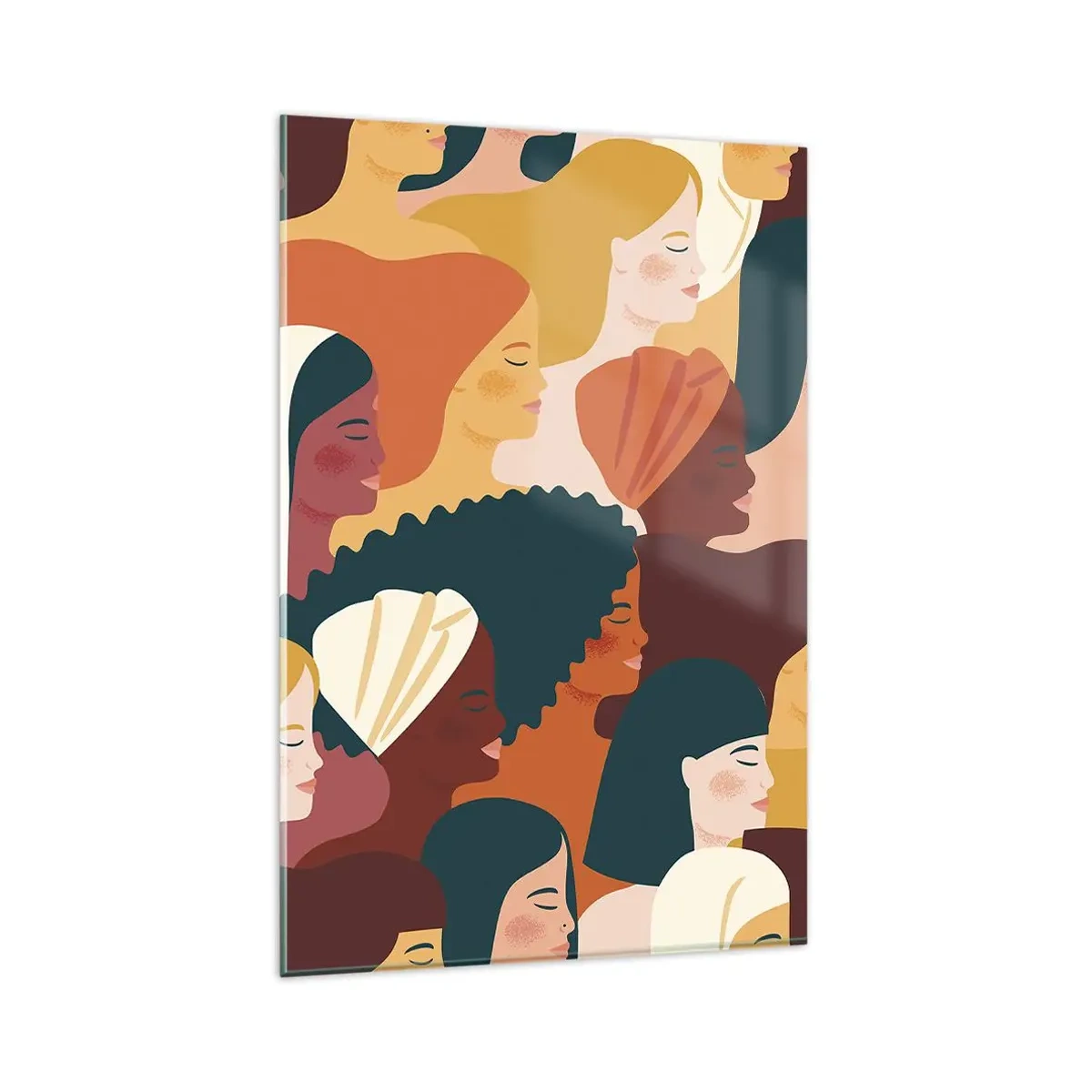 Impression sur verre - Image sur verre - Profils colorés de femmes aux styles variés - 80x120cm - Uniquement la féminité - Décoration murale moderne pour le salon et la chambre ARTTOR