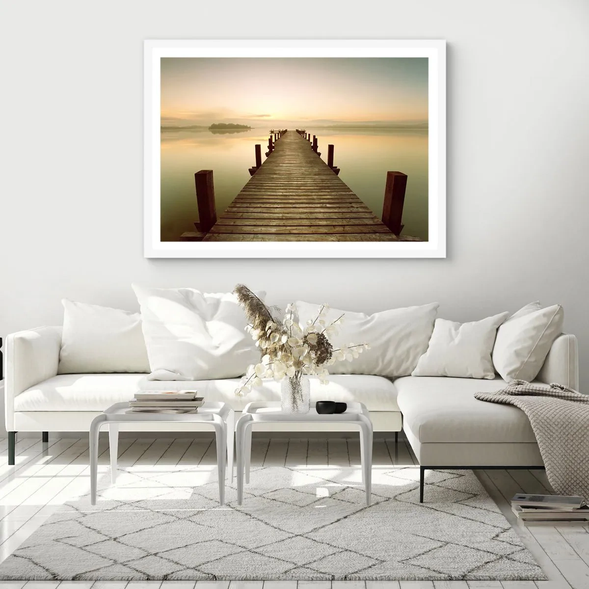 Affiche dans un cadre blanc - Poster - L'aube, les premières lueurs, le jour - 70x50 cm