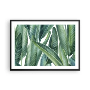 Affiche dans un cadre noir - Poster - Feuilles vertes dans un style botanique minimaliste - 70x50cm - La nature face à elle-même - Décoration murale moderne pour le salon et la chambre ARTTOR