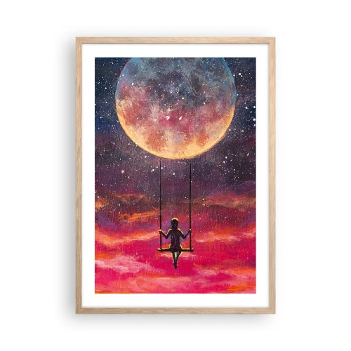 Affiche dans un chêne clair - Poster - Se balancer dans les nuages - 50x70 cm