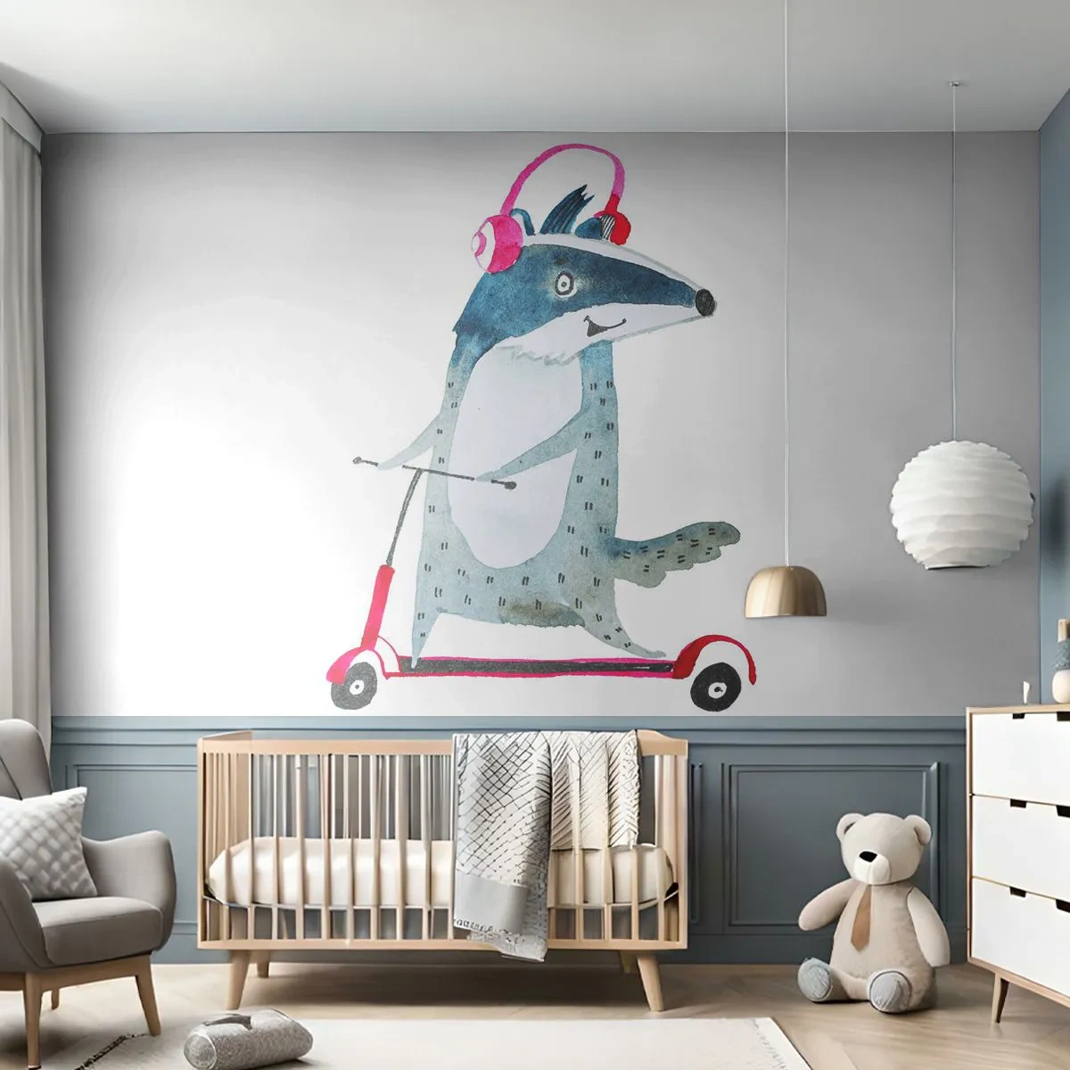 Papier Peint Autocollant Deluxe Sticker - La joie du blaireau - Enfants, Scooter, Animal - 250x175 cm