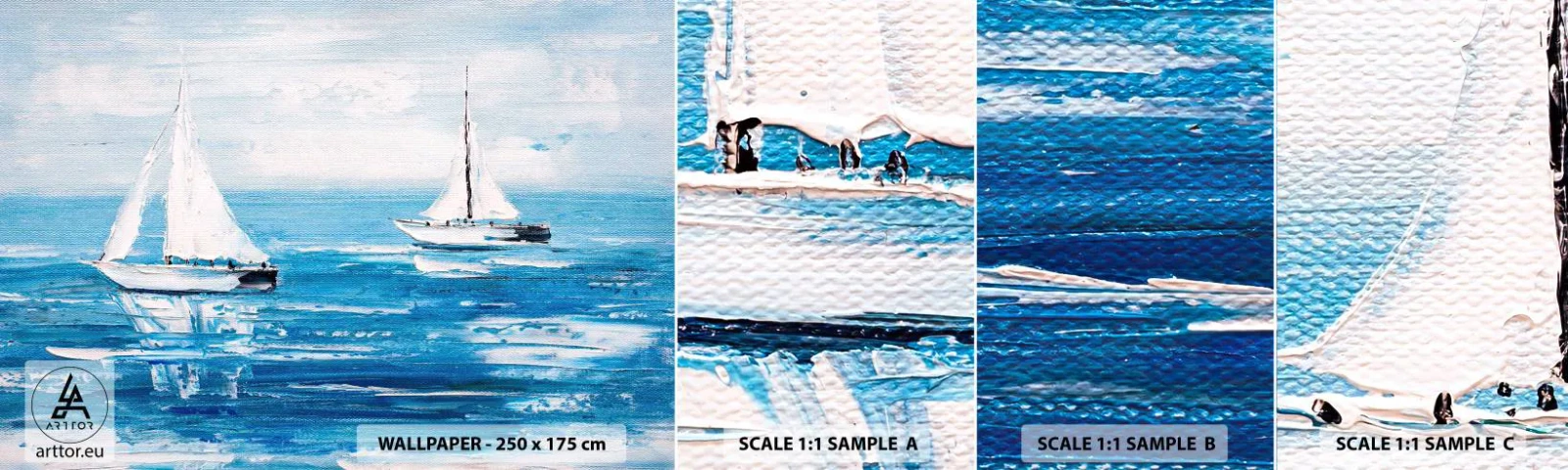 Échantillon de Papier Peint Autocollant Deluxe Sticker - Avec un ami à mes côtés - Paysage, Voiliers, Nautique - 100x30 cm