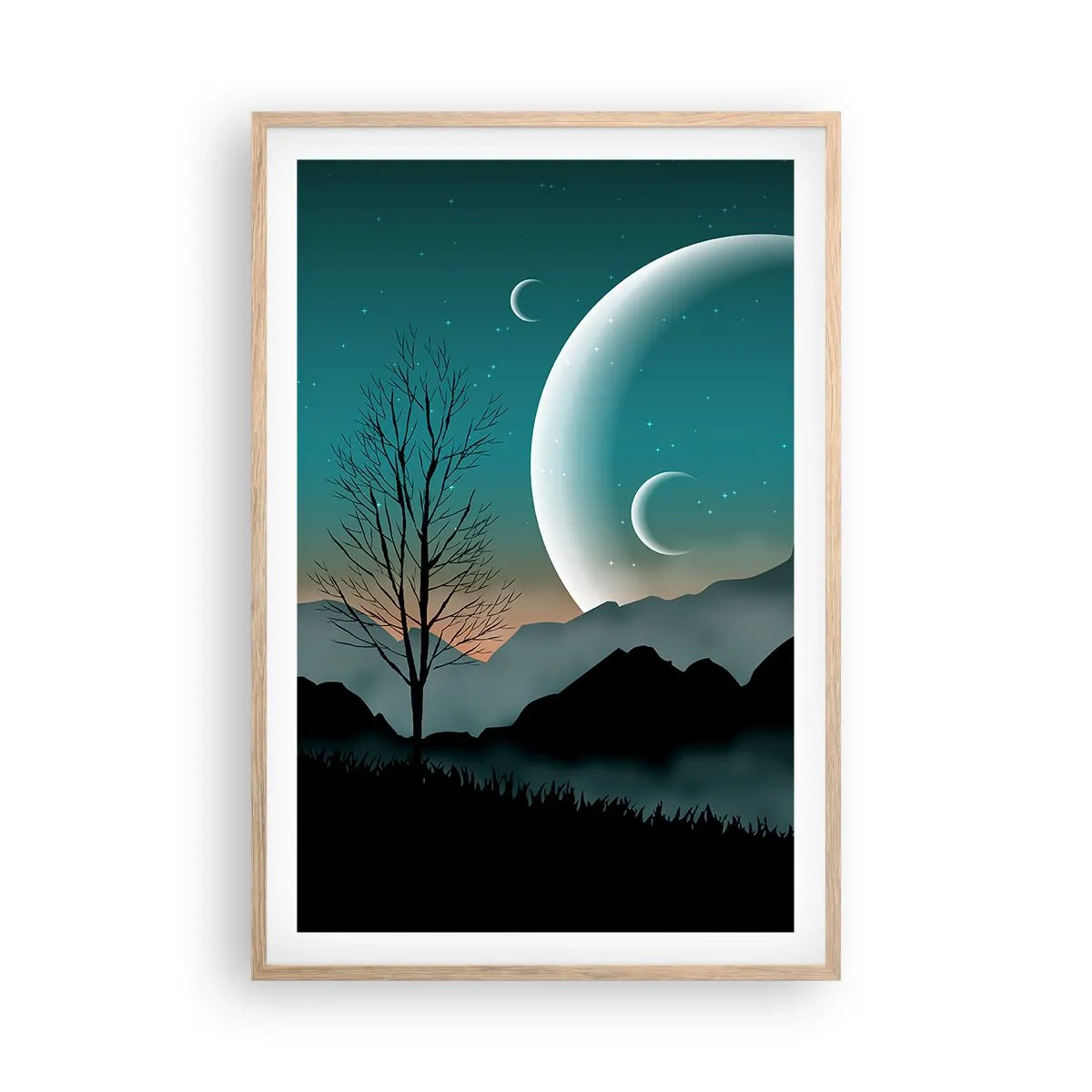 Affiche dans un chêne clair - Poster - Carnaval de la nuit étoilée - 61x91 cm