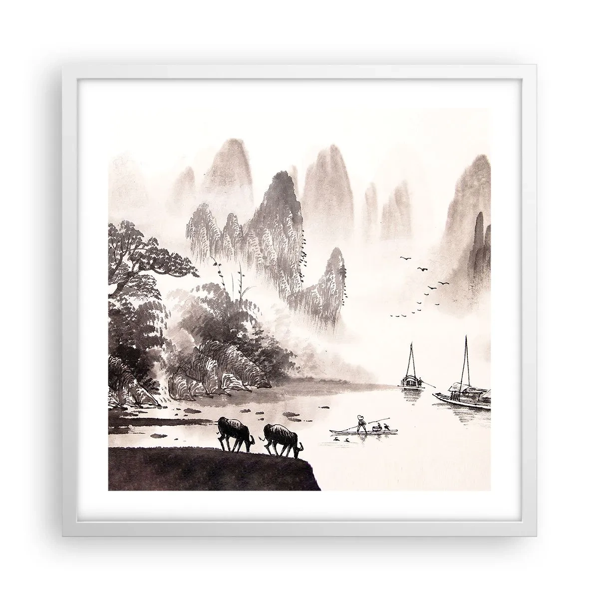 Affiche dans un cadre blanc - Poster - Le quotidien exotique de l'Orient - 50x50 cm