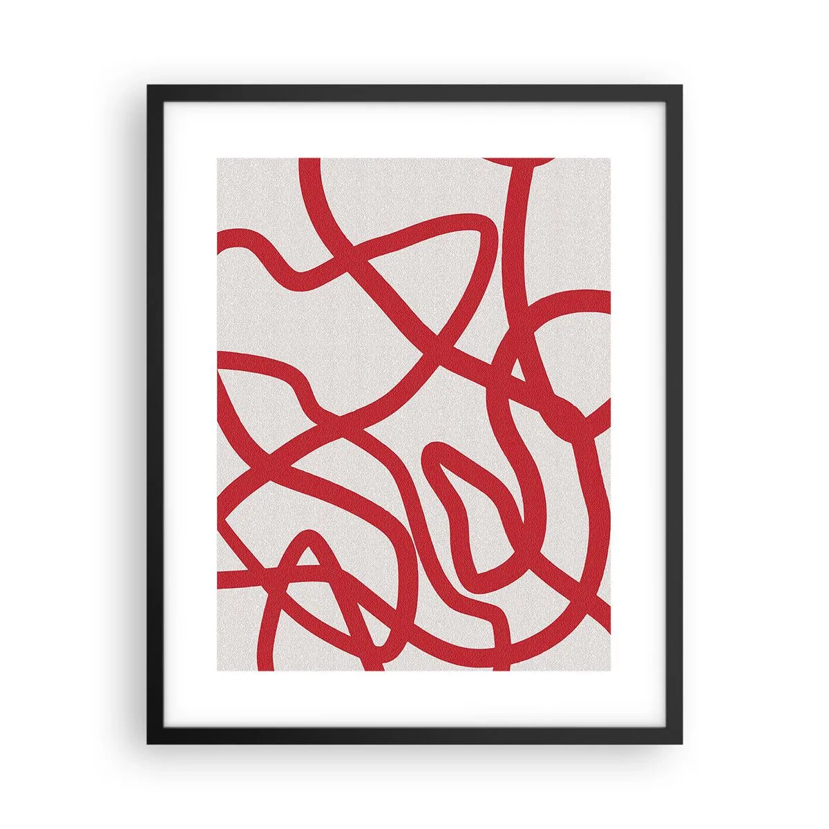 Affiche dans un cadre noir - Poster - Rouge sur blanc - 40x50 cm