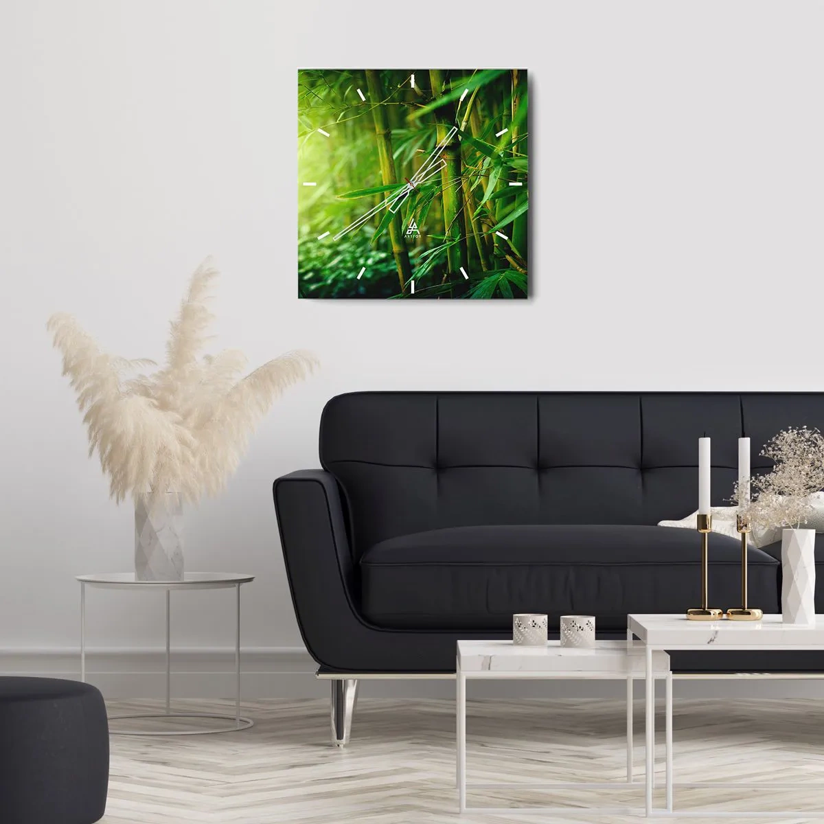 Horloge murale - Pendule murale - Forêt de bambous verts dans une lumière douce - 30x30cm - Apprenez à connaître le vert lui-même - Décoration murale moderne pour le salon et la chambre ARTTOR
