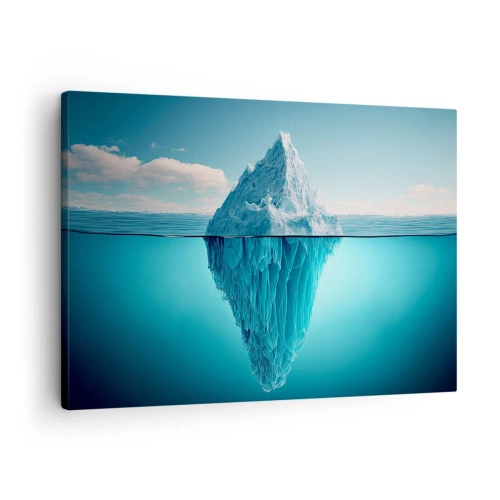 Impression sur toile - Image sur toile - Un iceberg visible au-dessus et au-dessous de la surface de l'eau - 70x50cm - Reine de Glace - Décoration murale moderne pour le salon et la chambre ARTTOR