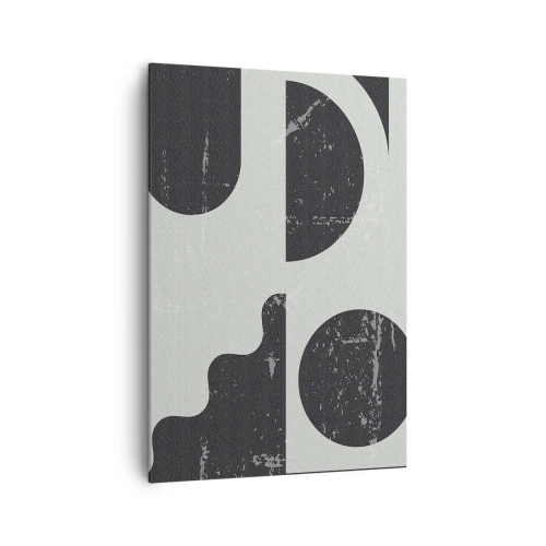 Impression sur toile - Image sur toile - Motifs géométriques dans les tons de noir et de gris - 70x100cm - Composition dessus et dessous - Décoration murale moderne pour le salon et la chambre ARTTOR
