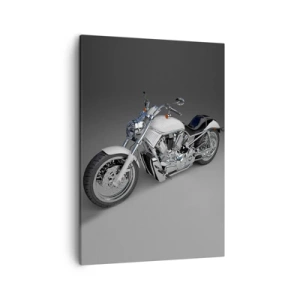 Impression sur toile - Image sur toile - Moto cruiser blanche sur fond gris - 50x70cm - Jusqu'à ce que tu t'agenouilles - Décoration murale moderne pour le salon et la chambre ARTTOR