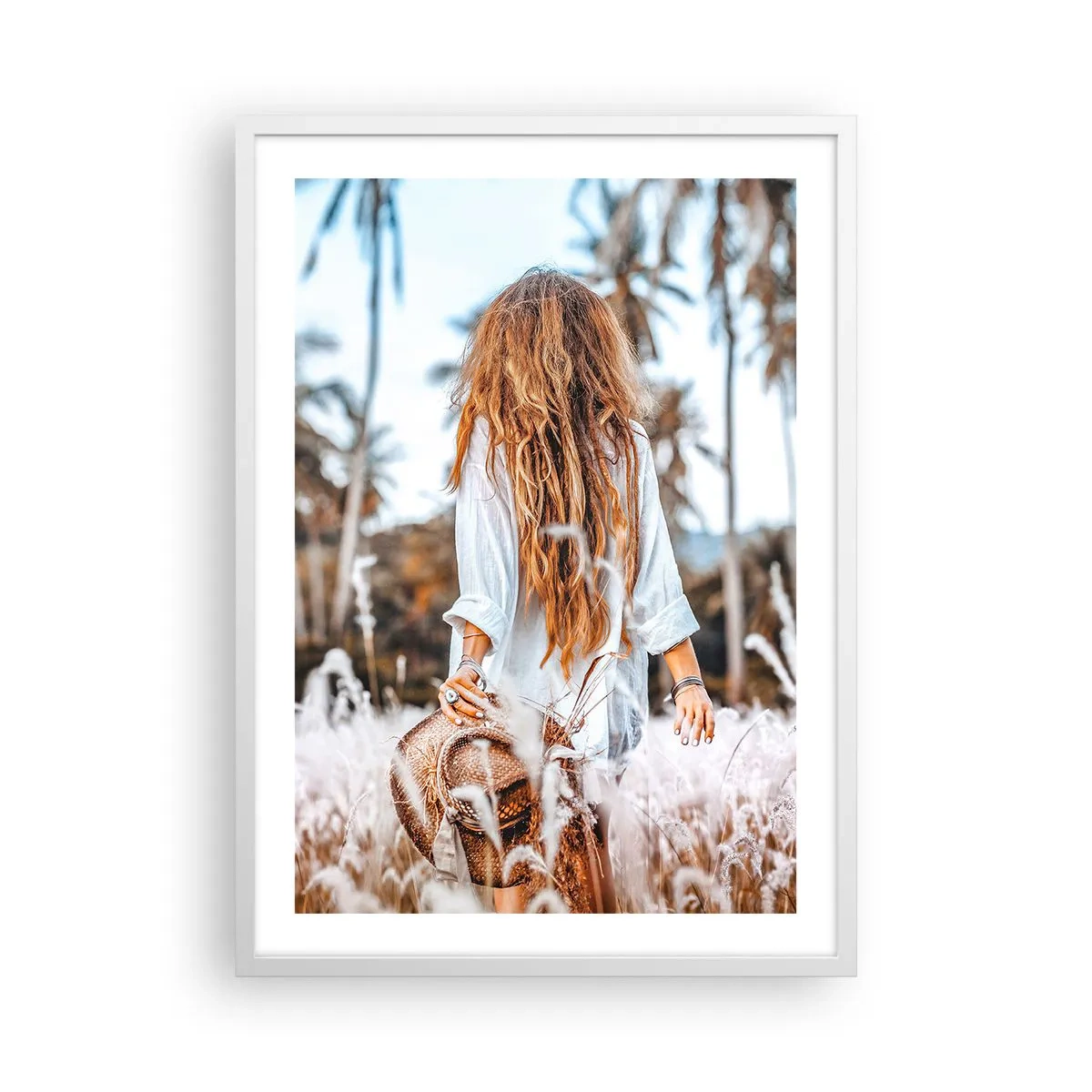 Affiche dans un cadre blanc - Poster - Né de peluches d'herbe - 50x70 cm
