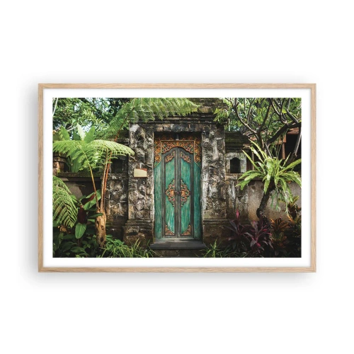 Affiche dans un chêne clair - Poster - Porte vers un monde exotique - 91x61 cm