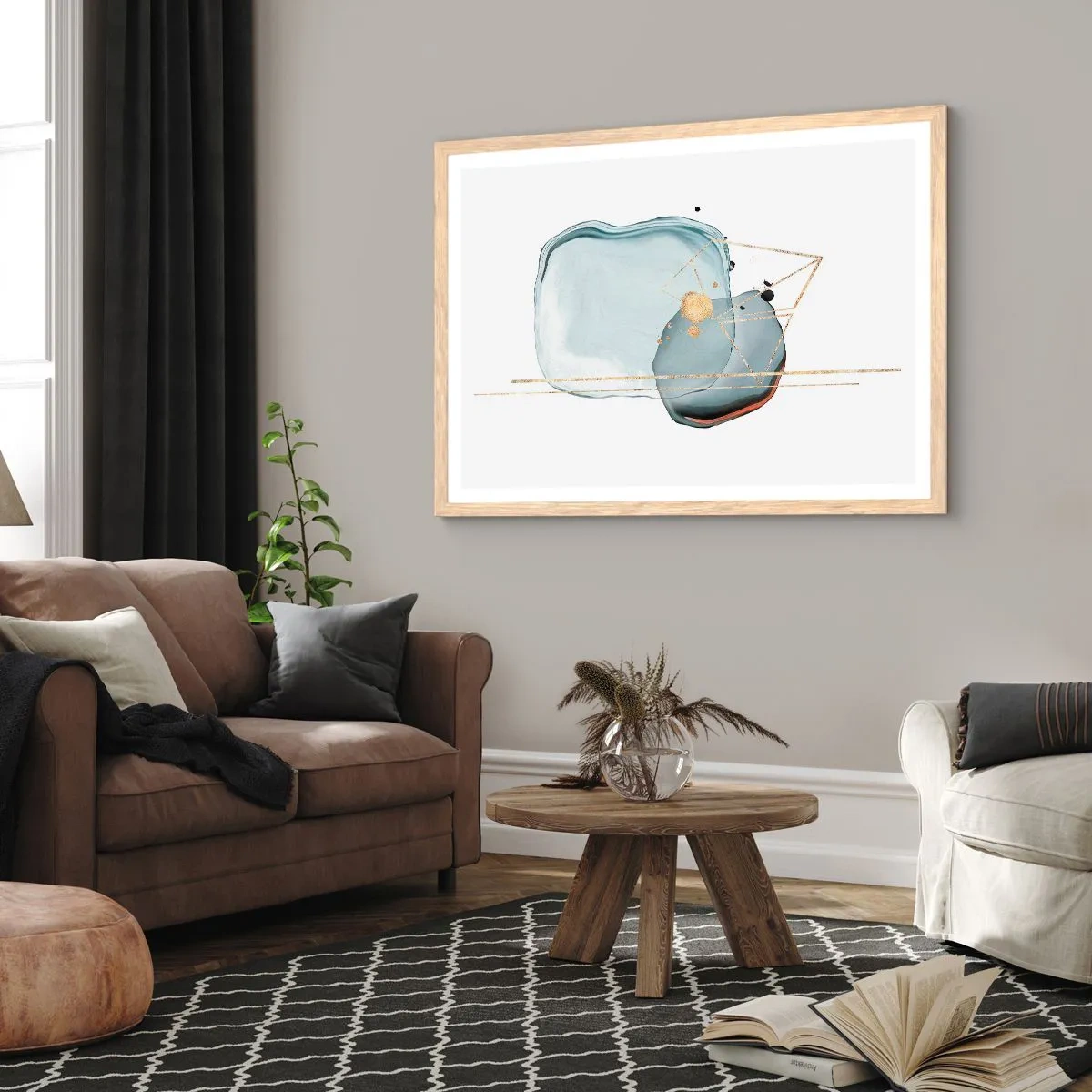 Affiche dans un chêne clair - Poster - Etude des gouttes - 50x40 cm