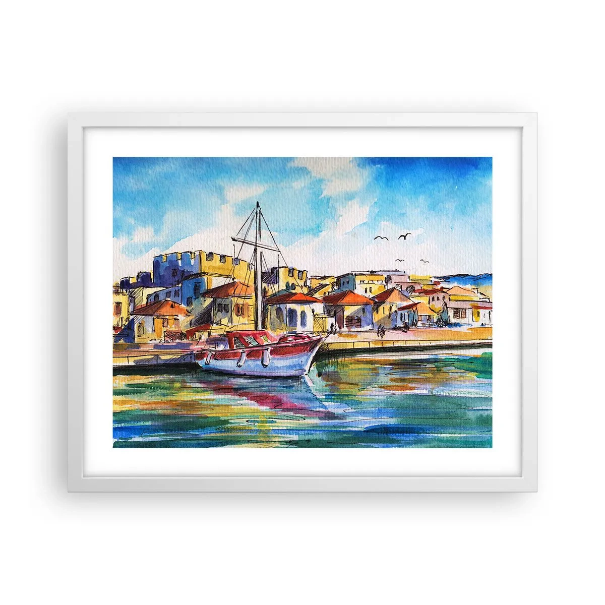 Affiche dans un cadre blanc - Poster - Après-midi arc-en-ciel - 50x40 cm