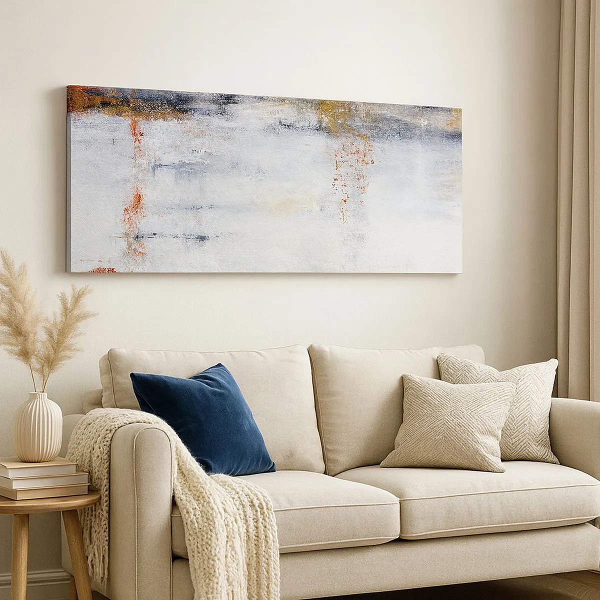 Impression sur toile - Image sur toile - Derrière l'air un rideau - 100x40 cm