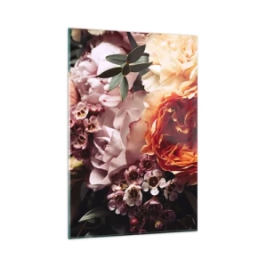 Impression sur verre - Image sur verre - Gros plan d'une composition florale colorée - 80x120cm - Enveloppé de beauté - Décoration murale moderne pour le salon et la chambre ARTTOR