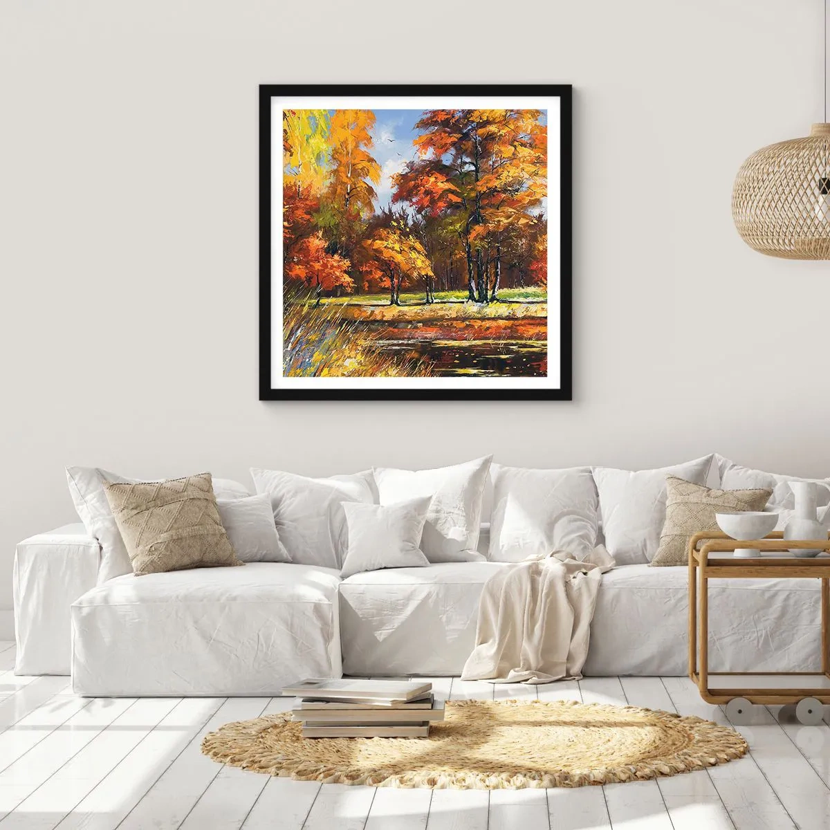 Affiche dans un cadre noir - Poster - Paysage en or et bronze - 30x30 cm