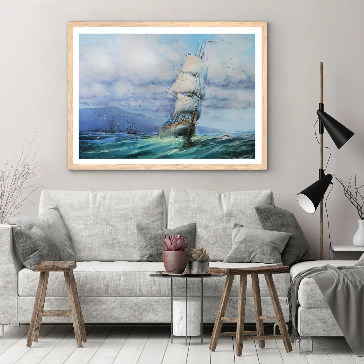 Affiche dans un chêne clair - Poster - Vents favorables - 100x70 cm