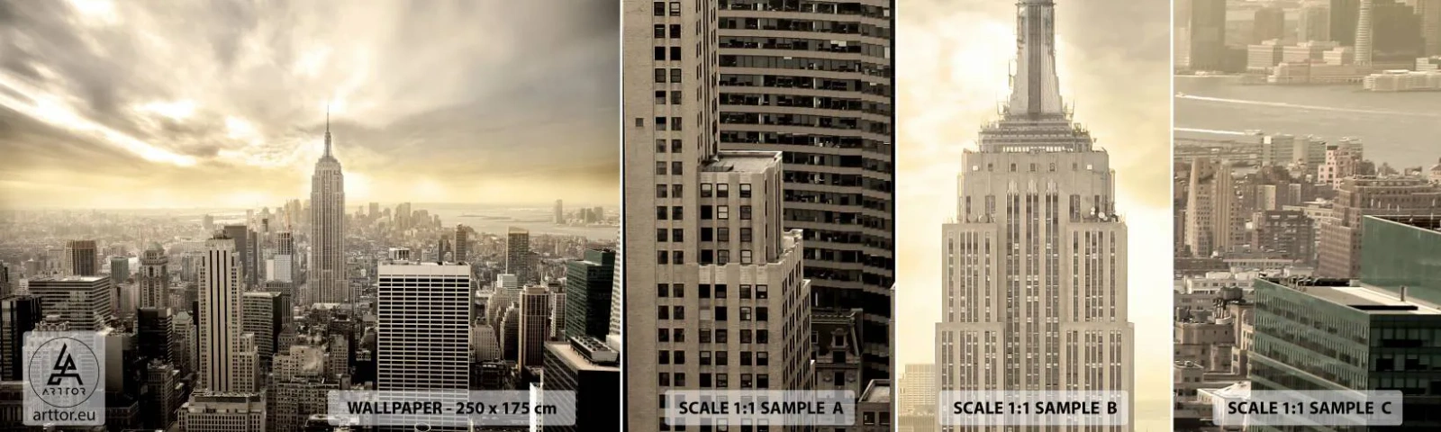 Échantillon De Papier Peint Standard Eco - New York tissé de gris - Ville, New York, Manhattan - 100x30 cm