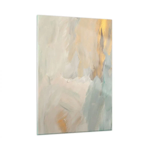 Impression sur verre - Image sur verre - Abstraction lumineuse avec des coups de pinceau délicats - 50x70cm - Abstraction – le pays de la douceur - Décoration murale moderne pour le salon et la chambre ARTTOR
