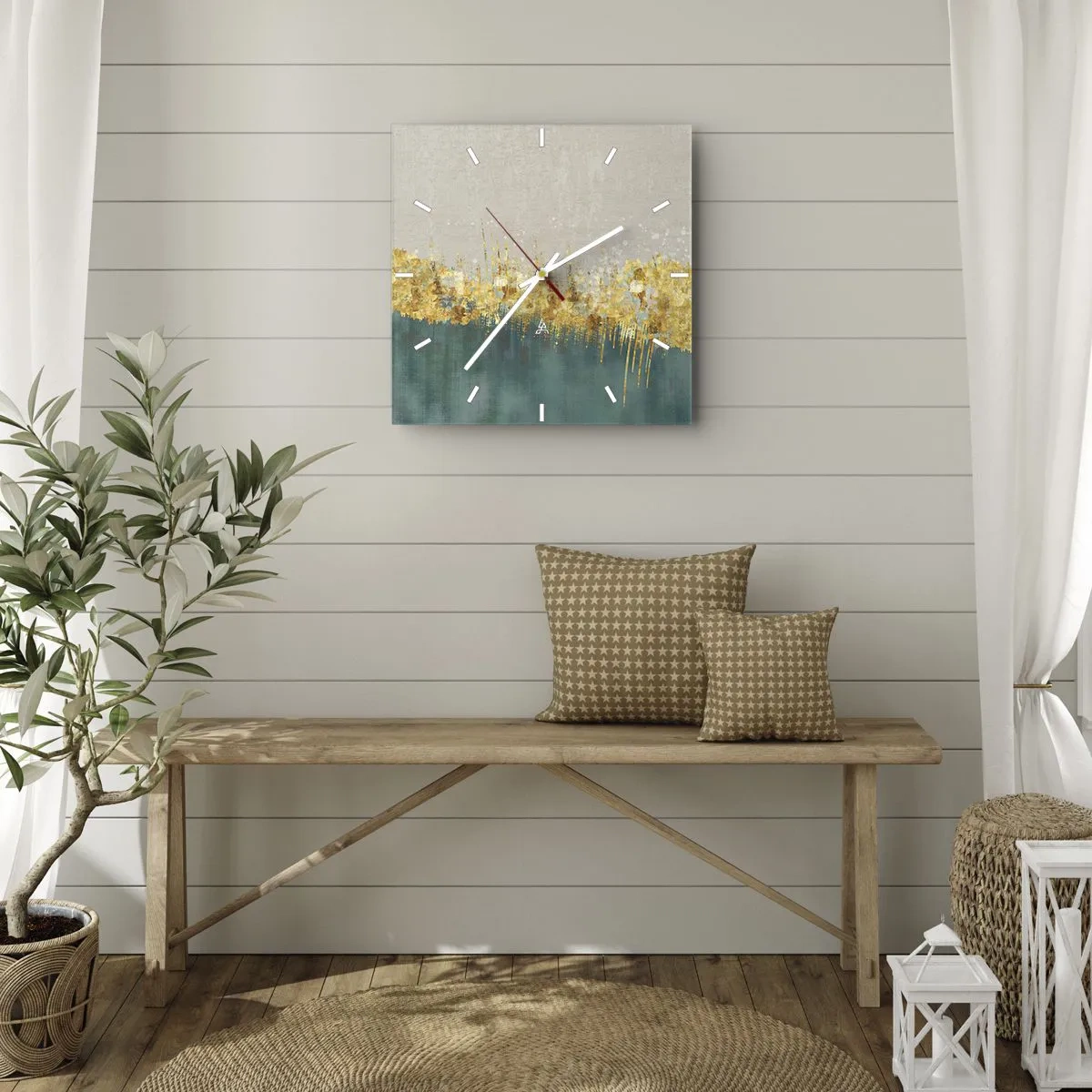 Horloge murale - Pendule murale - La frontière dorée - 30x30 cm